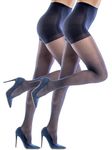 Silkies Women's Ultra Sheer Control Top Pantyhose (2 Pair Pack) - Lightweight, Comfortable, Perfect Fit, Navy Blue, Medium