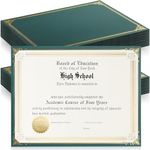 Kosiz 50 Pcs Single Sided Certificate Holders with Gold Foil Border for 8.5 x 11'' Certificates Cardstock Document Papers Graduation Diploma Covers Competition Supplies, Linen Textured (Green)