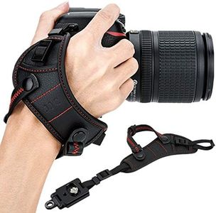 JJC Cinghia da polso per fotocamera DSLR con piastra tipo Arca per Canon EOS 6D 5D 7D 2000D 90D 80D Powershot SX70 Rebel T8i T7i Nik. D750 D780 D850 D7500 D7200 D5600 Coolpix P1000 (rosso), Con