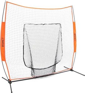 Bownet Original Big Mouth (7' x 7') Baseball Softball Hitting Pitching Net - Durable Powder-Coated Steel Frame - Portable Sport Practice Net - Easy Setup - Portable with Travel Bag (Orange)