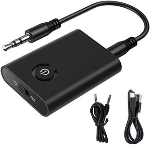 Jaimela Adaptador Bluetooth Audio 5.0 Transmisor y Receptor 2 en 1 3,5 mm Jack 300 mAh Receptor Audio Música Baja Latencia en Modo RX TX para Coche TV PC Portátil Estéreo