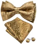 Barry.Wang Mens Bowties Paisley Flower Silk Bow Tie Set with Handkerchief Cufflink Wedding Business