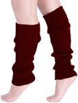 Milumia Women's 1 Pair Ribbed Knit Leg Warmers 80s Boot Long Socks Burgundy One Size