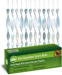 De-Bird Bird Scare Rods, Deterrents for Outside to Birds Away, Easy-Install Deterrent, Woodpecker Deterrent House and Yard, 12-Pk