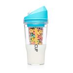 CRUNCHCUP XL BLUE - Portable Plastic Cereal Container for Breakfast On the Go, No Spoon or Bowl Required