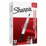 Sharpie 12 Pack 2-in-1 Twin Tip Permanent Black Fine Marker (0.9mm) and Ultra Fine Pen (0.5mm)