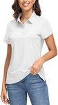 EKLENTSON Women's UPF50+ T Shirts Short Sleeve Sun Protection Collared Golf Polo Shirts Quick Dry Tops White,M