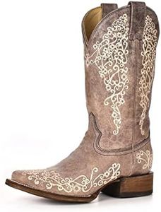 CORRAL Womens Brown Crater Bone Embroidery Sq. Toe, Size: 11, Width: M (A2663-LD-M-11)