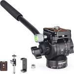 INNOREL Tripod Fluid Head Pan Tilt Head Mini Pan Metal Camera Video Tripod Head with 2 Arca Swiss Quick Release Plates, Handle, Magic Arm & Phone Clip for Video DSLR Cameras, Load up to 8.8lb/4kg, F10