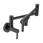 Moen Matte Black Modern Wall Mount Folding Swing Arm Pot Filler, Double Jointed Kitchen Stove Faucet, S665BL