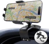 IPOW Car Dashboard Phone Clip Holder, 360 Degrees Rotation Dash Steering Wheel Phone Clamp Mount Compatible with iPhone 16 15 14 13 Pro Max and 4-7 Inch Smartphones Deep Grey