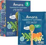 Amara Organic Baby Food - Stage 2 - Peas, Corn & Carrots - Baby Cereal to Mix With Breastmilk, Water or Baby Formula - Shelf Stable Baby Food With 100% Organic Veggies - 5 Pouches, 3.5oz Per Serving