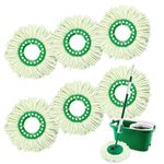 6 Pack Mop Replace Heads for Libman Tornado Spin Mop System, Machine Washable Microfiber Mop Refill Head (Green)