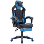 WOTSTA Gaming Chair with Footrest,High Back Gamer Chair with Massage Reclining Computer Chair Big and Tall Racing Gaming Chair Ergonomic Game Chair for Adults PVC Leather (Blue)