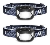 LE Head Torch, [2 Pack] Super Bright LED Headlamp with 6 Lighting Modes, Waterproof, Battery Powered LED Lightweight Headlight for Cycling Running Camping for Kids Adults [Not Included Battery]