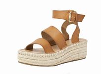 The Drop Women's Listilla Espadrille Flatform Ankle Strap Sandal, Microsuede Cognac, 10 UK