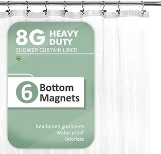 Shower Curtain Liner with 6 Weighted Magnets - Heavy Duty PEVA Plastic Shower Curtain for Bathroom, Waterproof Vinyl & See Through Shower Liner, Metal Grommets - Clear, 72x72