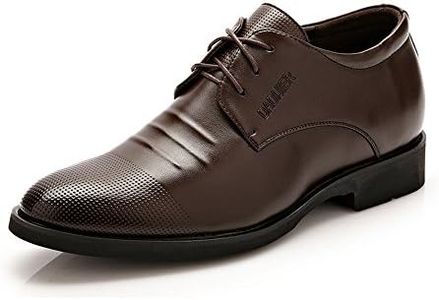 Battle Men Men's Elevator Shoes 2" Taller Lace up Faux Leather Formal Oxford Dress Footwear Removable Invisible Height Increasing Insole Formal Men (Color : Brown, Size : 8.5 MUS)