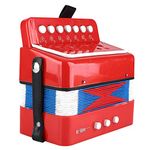 Accordion Mini 7 Keys Accordion Toy Musical Instrument Toy Piano Accordion Instrument for Children Kids Toddlers (Red)