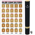Major League Ballparks Scratch off Poster - Large Easy to Frame 24x16" Baseball Parks Checklist Chart - American and National Major League Ballparks Scratch-Off Baseball Stadium Map - Scratcher Included