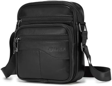 SPAHER Bandolera Hombre Piel Bolso Bandolera Hombre Bolso Caballero Bolso Hombre de Cuero Pequeño Bolso Hombre Bandoleras de Hombre Bolso Cruzado Hombre Bolso de Mano Regalo para Hombre Negro