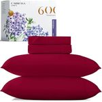 Carressa Linen 600 Thread Count 100% Long Staple Soft Egyptian Cotton Sheet Set, 4 Piece Set, Full Sheets,Upto 17" Deep Pocket, Smooth & Soft Sateen Weave, Deep Pocket, Luxury Bedding, Red