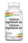 Solaray – Calcium Magnesium Zinc | Bone Strength & Healthy Teeth | Enhanced Absorption | Dietary Supplement | Lab Verified, Vegan | 250 Vegetarian Capsules (62 Servings per Container)