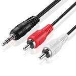 TNP 3.5mm to RCA Audio Cable (15 Feet) Bi-Directional Male to Male Nickel Plated Connector AUX Auxiliary Headphone Jack Plug Y Adapter Splitter Converter to Left/Right Stereo 2RCA Wire Cord