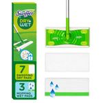 Swiffer Sweeper 2-in-1 Dry + Wet Floor Mopping and Sweeping Kit, Multi-Surface Kit for Floor Cleaning, Kit Includes 1 Sweeper, 7 Dry Sweeping Cloths, 3 Wet Mopping Cloths