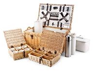 Wicker Picnic Basket Set for 6 - Luxury Fitted Picnic Hamper with Insulated Cooler, Porcelain Plates, Thermal Flask - Picnic Gifts for Birthdays and Celebrations, from Regency Hampers