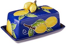 Blue Sky Ceramic Lemon Butter Dish, Multicolor