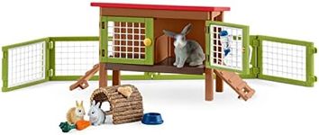 Schleich Farm World, Easter Toys for Boys and Girls Ages 3-8, 8-Piece Playset, Rabbit Hutch and Bunny Playpen Toy Set