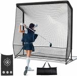 Shopsource Golf Hitting Net with Steel Frame, 7x7ft Golf Driving Net, Golf Net Golf Practice Net for Personal Driving Range Use Training in Backyard, Indoor and Outdoor