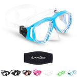 OMGear Diving Mask Snorkeling Gear Kids Adult Snorkel Mask Dive Goggles Silicone Swim Glasses Scuba Free Diving Spearfishing Anti-Leak Anti-Fog Neoprene Strap Cover Impact Resistance (Aqua-Adult)