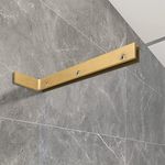 LukLoy Fixed Glass Shower Panel Wall to Glass Support Bar, Frameless Glass Clamp L Shape Stabilizer Mounting Bracket, No-Drill-in-Glass. (Glass on Right, Gold)