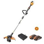 WORX WG184E 40V (36V) Dual Battery (2x 20V Battery) Cordless 33cm Grass Trimmer Strimmer Edge Cutter Line Strimmers with battery & charger