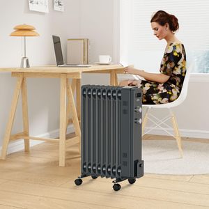 VonHaus 9-Fin Oil Heater 2000W – Portable Electric Radiator