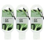 Palm Safe Aloe Vera 3 Pack 60ml Anti Bacterial Premium Hand Sanitiser Travel Size Refillable Clip Bottle Quick Drying Non Sticky Extra Moisturising Kills 99.9% of Viruses and Bacteria