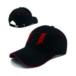 FASHER Fashionable 3D Embroidered Cotton Adjustable caps for Men | Stylish FR Baseball Caps for Men | Adjustable Strap | Red & Yellow Color Design | for Men (in, Alpha, Free Size, RED)