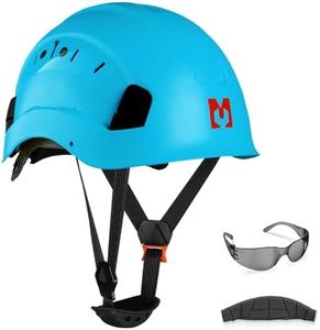 Mustbau Casque de Sécurité, Casques de Protection EN397 avec Lunettes Antibuée, 53 à 63 cm Tour de Tête Réglable, Matériau ABS Résistant pour Hommes Femmes - Bleu