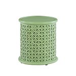 Powell Sympico Round Side Table, Mango Wood, Green