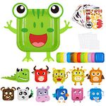 LOOPES Craft Kits for Kids,12 Pack Animal Square Paper Plates Art Sets DIY Handmade Toys&Games Christmas Plates with Foam Sticker for 3-12 Years Preschool Education Boys and Girls Gift&Learning