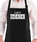 Let's Cook - Geeky Funny BBQ Chef Apron - Periodic Table Cooking - Unisex Apron One Size Black