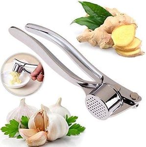 Clazkit Garlic Crusher Presser Garlic Press Multi-Function Manual Portable Garlic Crusher Ginger Mincer Garlic Presser Curved Garlic Grinding Slicer (Silver), Medium (CGCP)