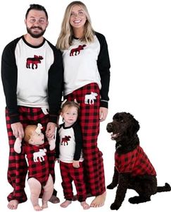 Lazy One Matching Holiday Pajamas for Family, Holiday Pajama Sets for Adults, Teens, Kids, Baby and Dog, Moose Plaid Family Pajamas