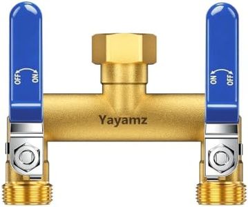 Yayamz 2 Way Hose Splitter, 3/4" GHT Brass Garden Hose Splitter - Blue