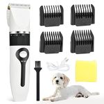 Dog Clippers, Dog Grooming Kit Clippers, Rechargeable Cordless Pet Clippers Low Noise Pet Hair Clipper Dog Clippers Professional for Thick Hair with 4 Combs for Dogs Cats Horses