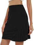 MoFiz Women 20" Modest Knee Length Tennis Skirt Golf Skort Sport Active Golf Skort with Pocket Black,L