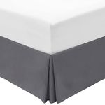 Mellanni Gray Bed Skirt Queen Size - Bed Frame Cover - 38 cm Tailored Drop Pleated - Wrinkle, Fade, Stain Resistant - 1 Bedskirt (Queen, Gray)