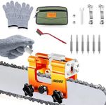 Haishine Chainsaw Sharpener, Portable Chain Saw Sharpening Tool Set with 6Pcs Burrs, Chainsaw Chain Sharpening Jig Kits, Hand-Cranked Chainsaw Sharpening Jig